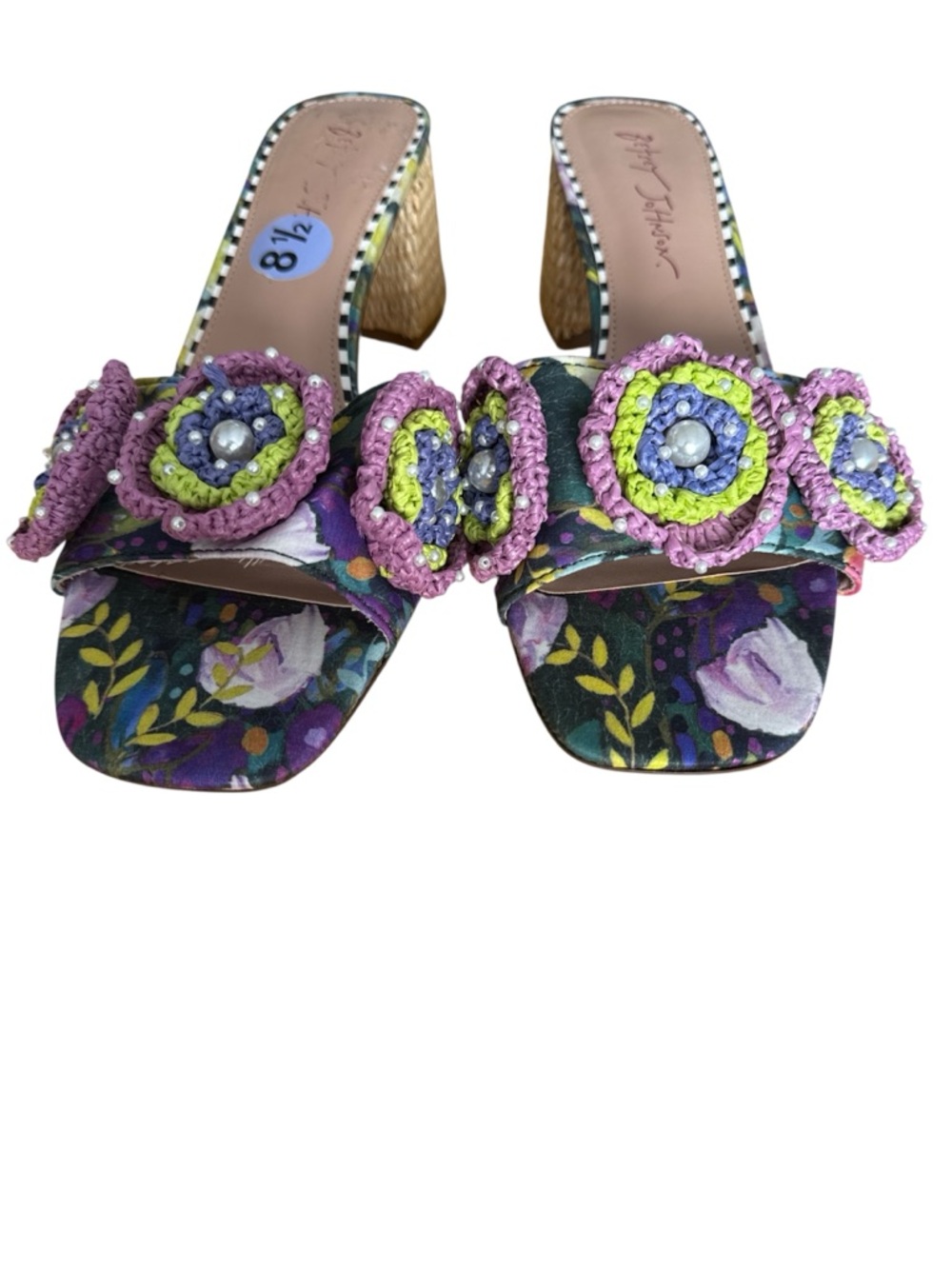 Betsey Johnson Floral DIETRICH BRIGHT MULTI Embellished Mules -sz 8.5